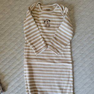 Carter's 0-3 month, tan and white striped sleeper gown